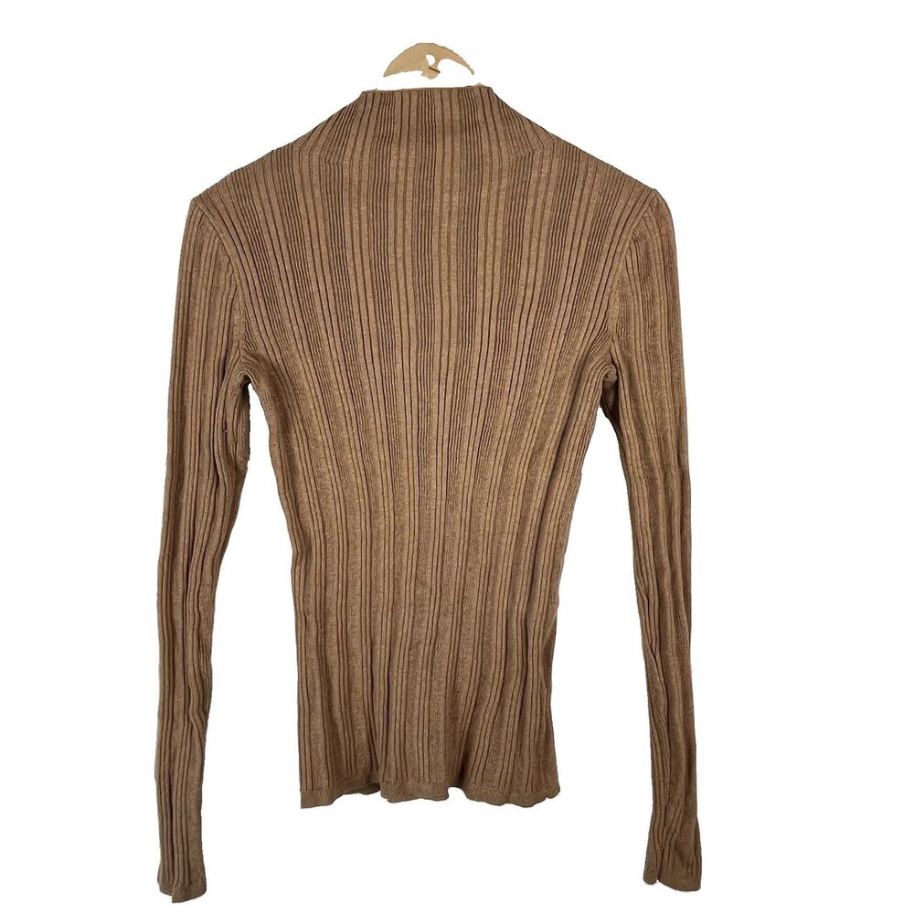 Madewell Ribbed Alpaca Blend Mock Neck Sweater Camel Brown Stretch Size S - Picture 2 of 11